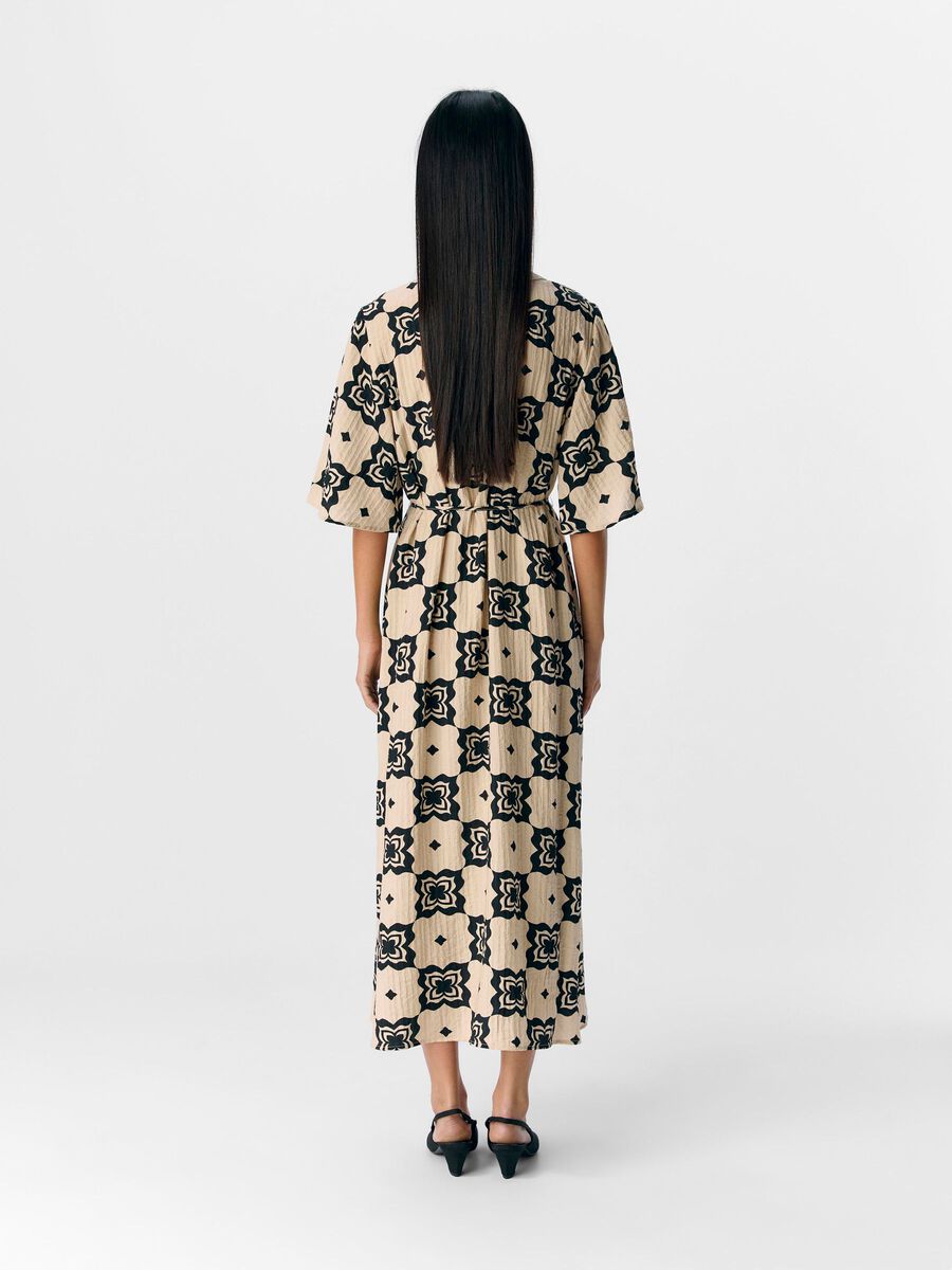 Majella Printed Midi Dress (Sandshell/Black)