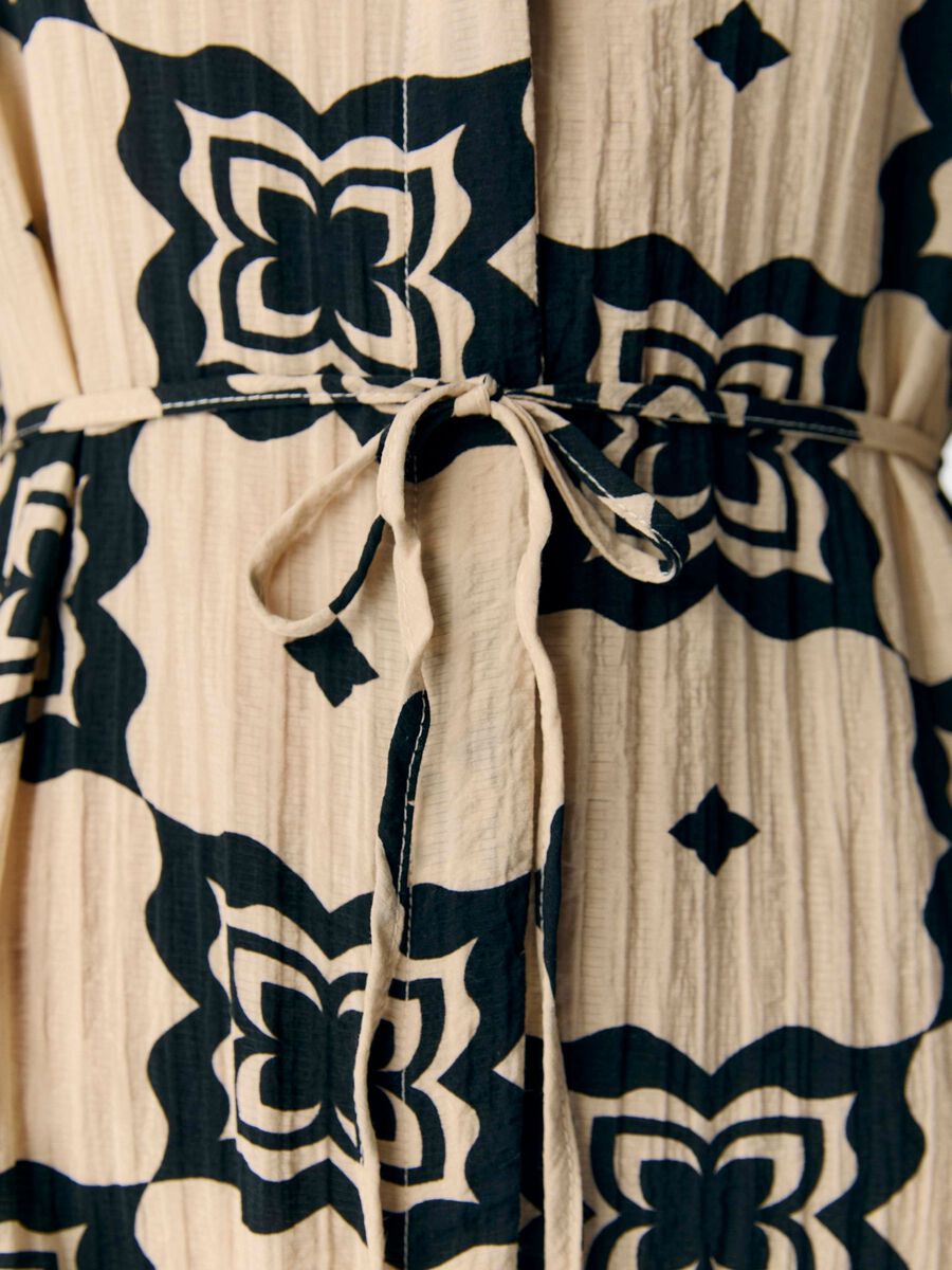 Majella Printed Midi Dress (Sandshell/Black)