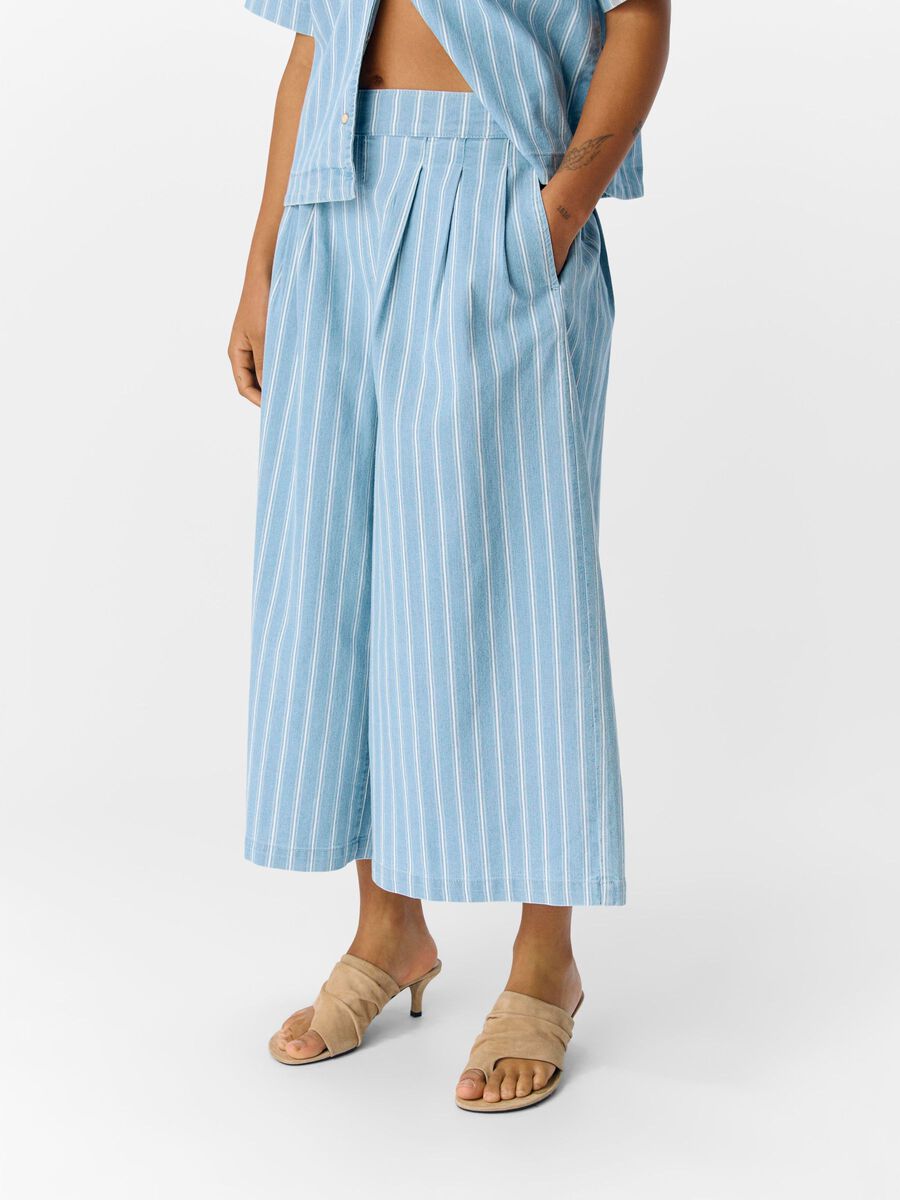 Celeste Culotte Jeans (Light Blue/White Stripe)