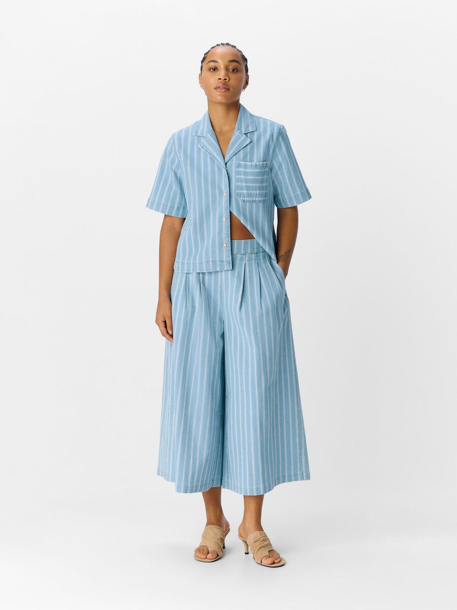 Celeste Culotte Jeans (Light Blue/White Stripe)