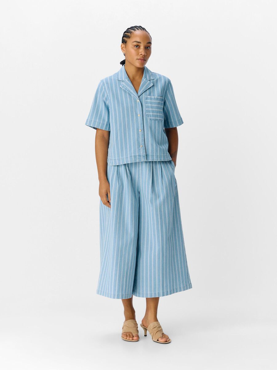 Celeste Denim Shirt (Light Blue/White Stripe)