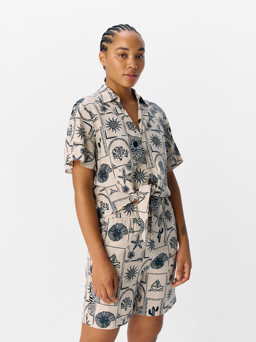 Ember Printed Shirt (Sandshell/Sky Captain)