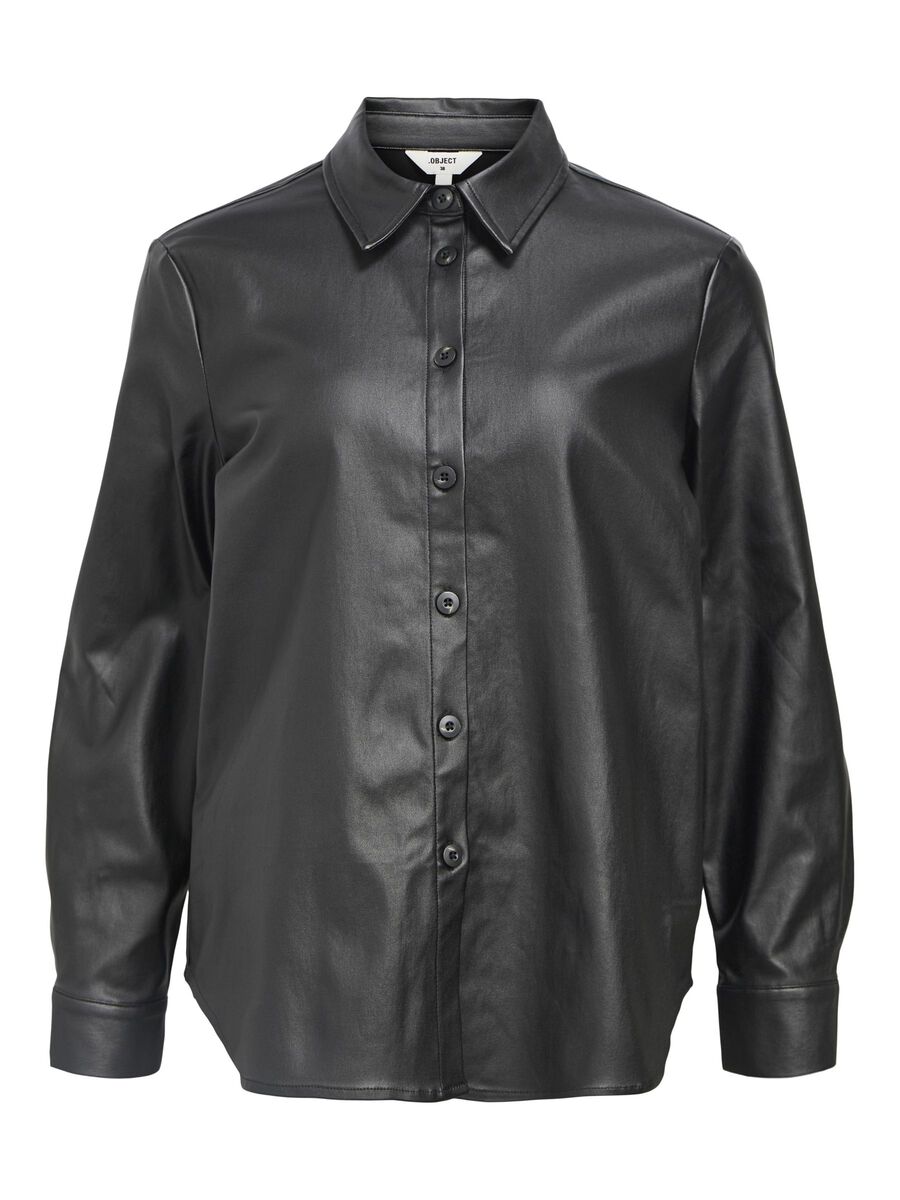 Melba Faux Leather Shirt (Black)