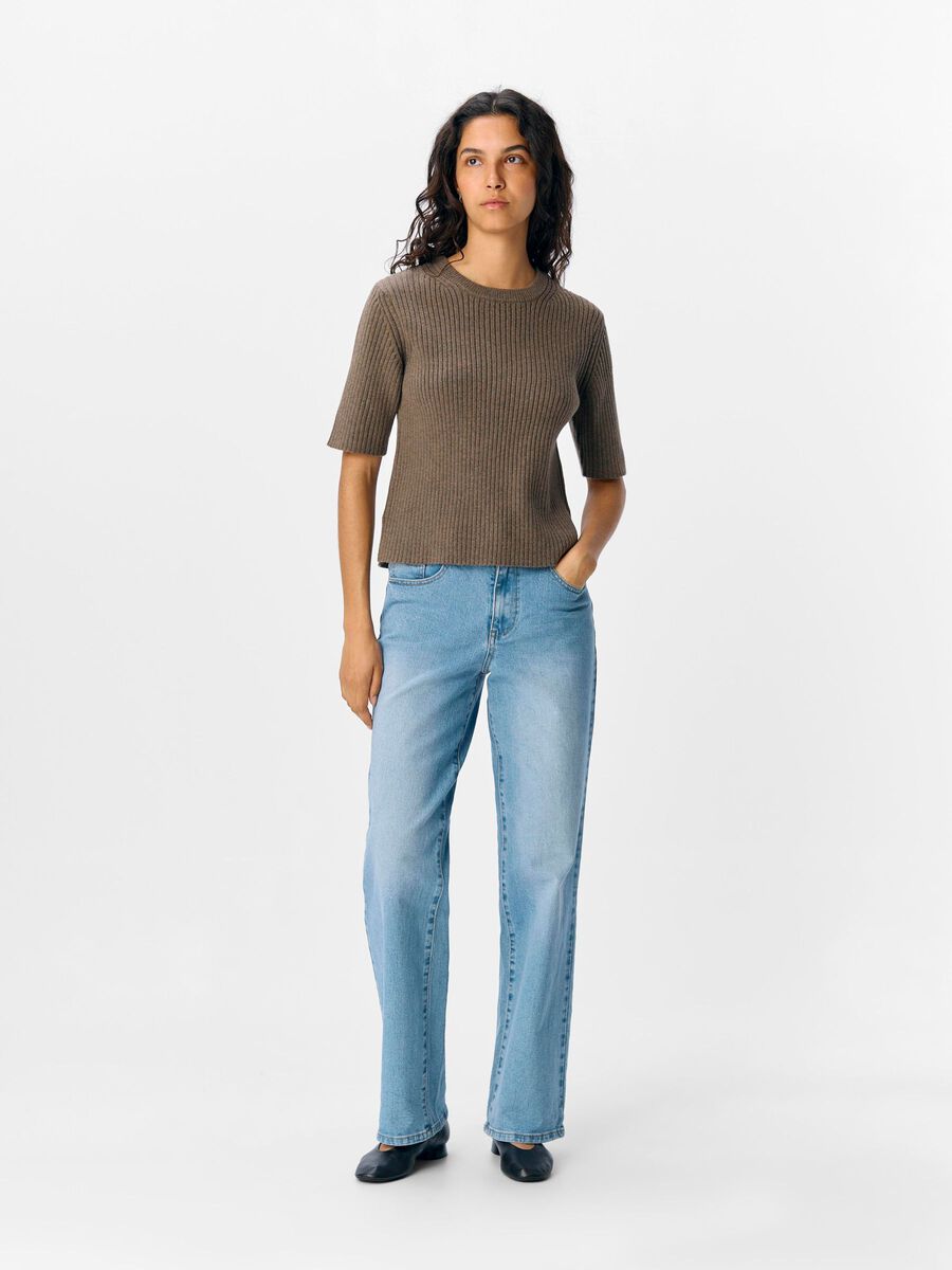 Vida Short Sleeve Knit Top (Morel/Melange)