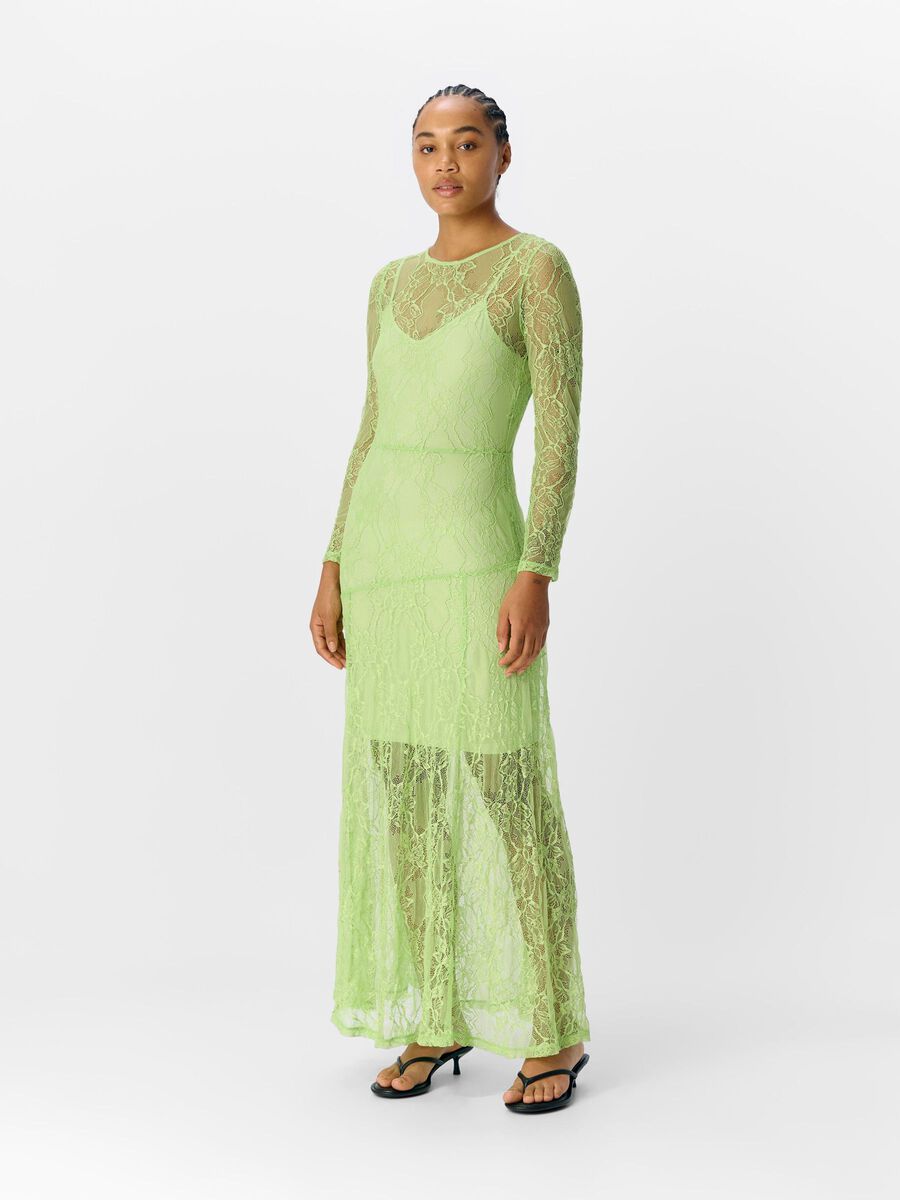Quinn Mesh Maxi Dress (Lime Green)