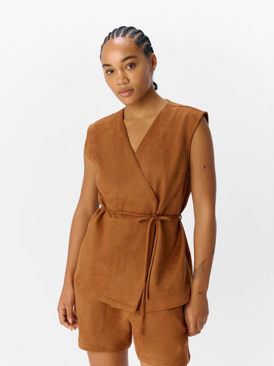 Sonia Faux Suede Waistcoat (Rawhide)