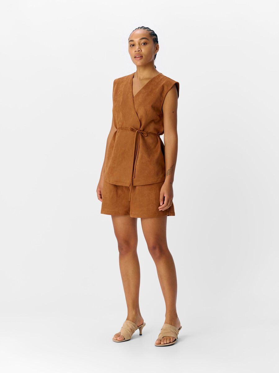 Sonia Faux Suede Waistcoat (Rawhide)