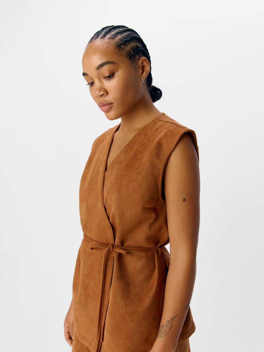 Sonia Faux Suede Waistcoat (Rawhide)