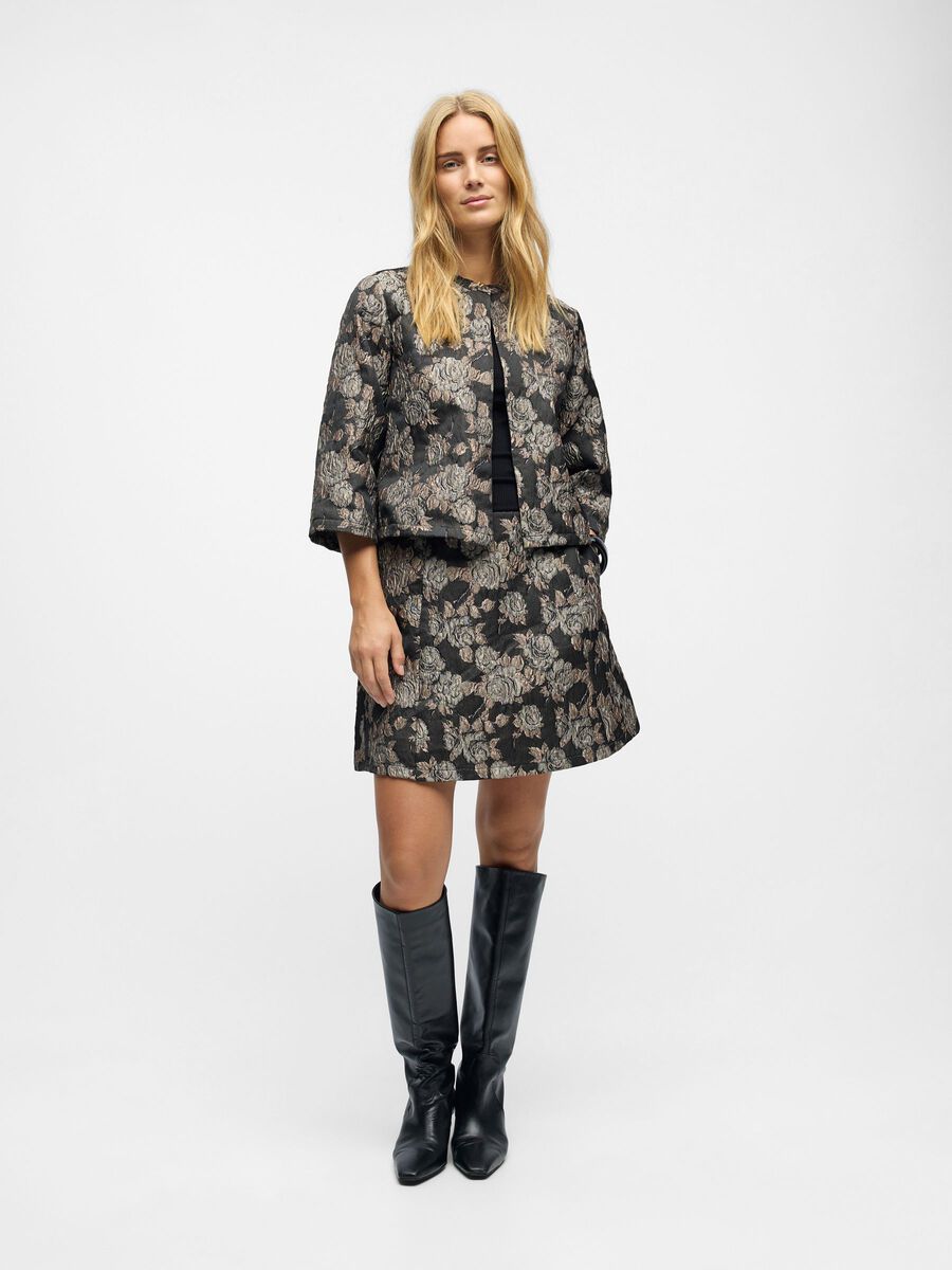 Juno Floral Min Skirt (Black/Brown)