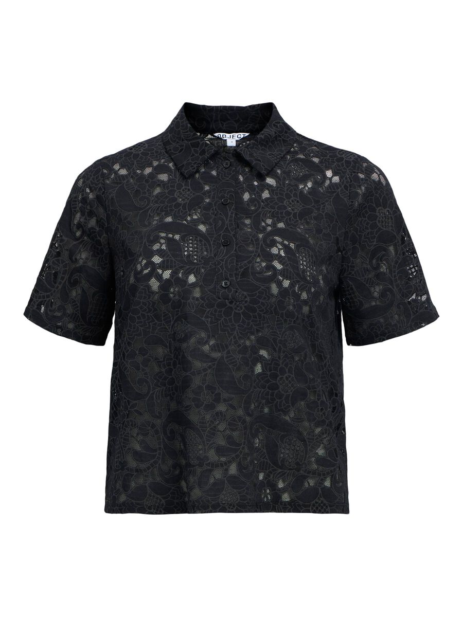 Bianca Lace Polo Shirt (Black)