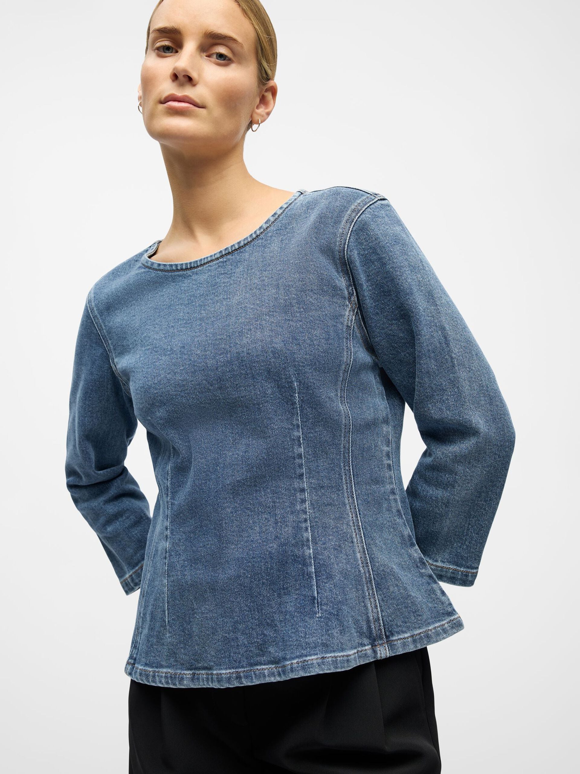 Sara Denim Top (Medium Blue)