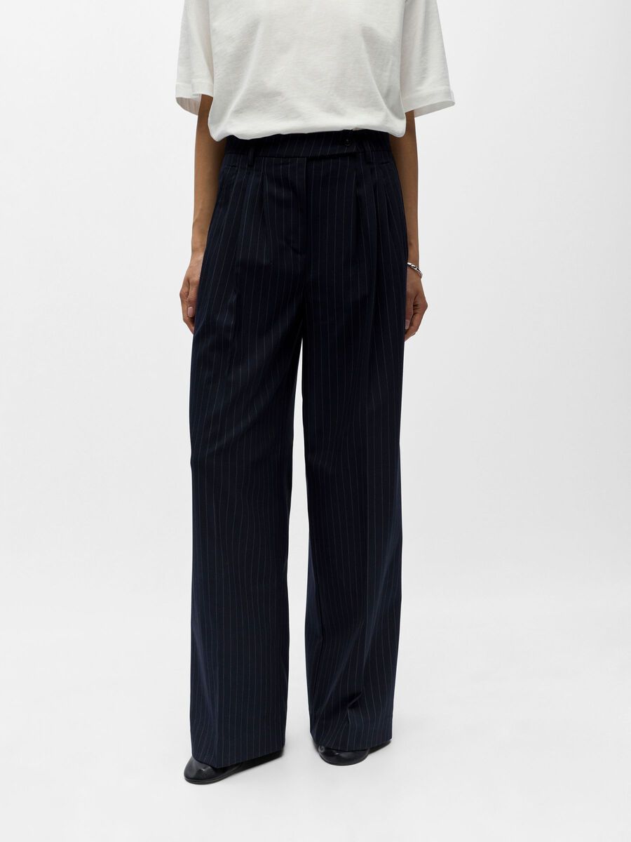 Casey Wide Leg Trousers (Sky Captain/Birch)