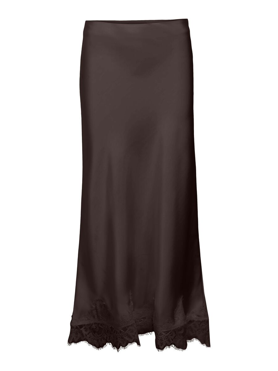 Nadine Faux Satin Skirt (Seal Brown)