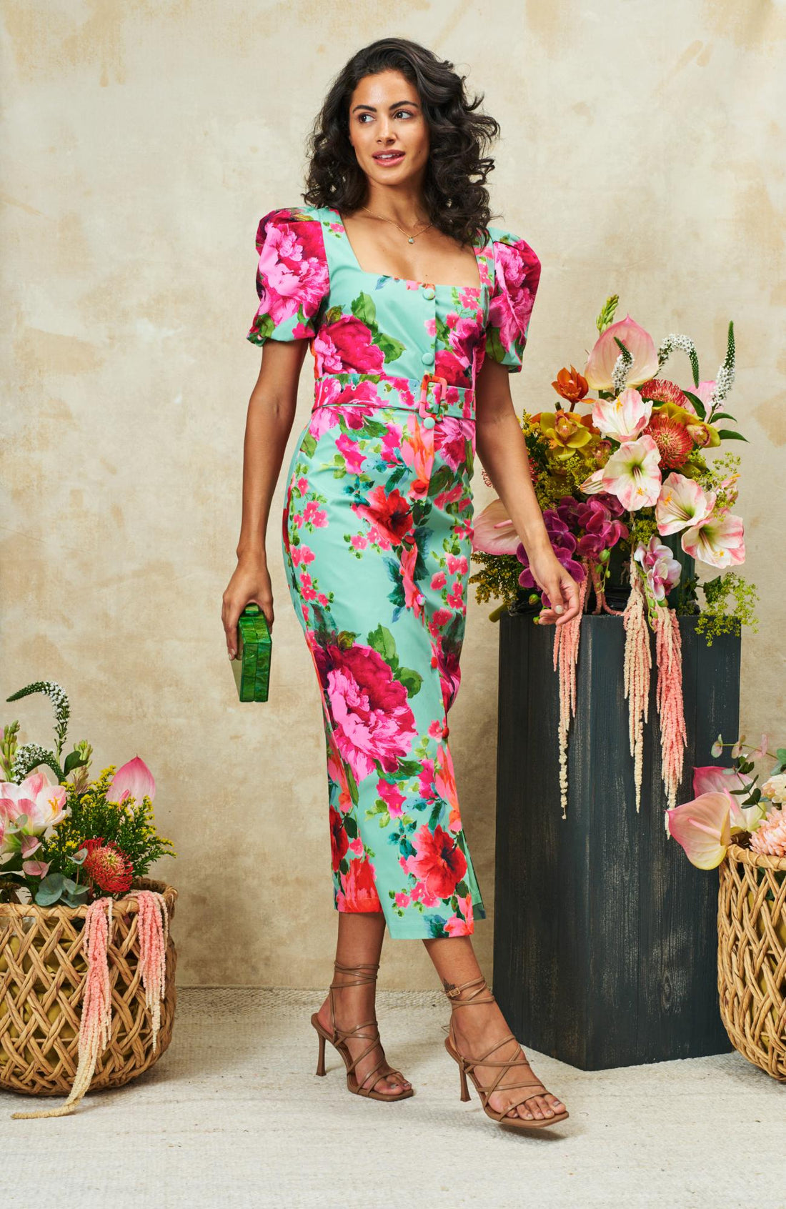 The Rowena Midi Pencil Dress (Green)