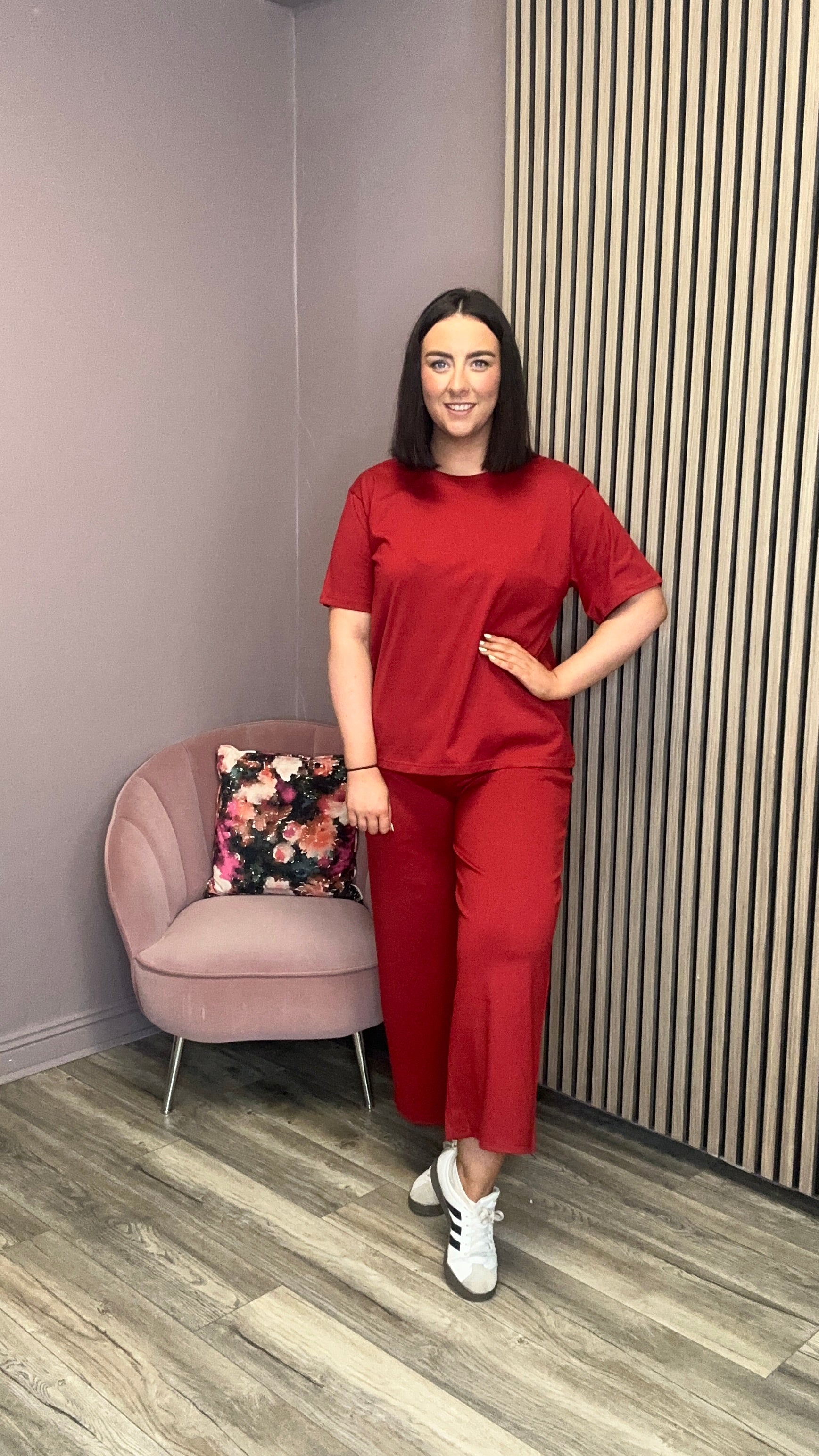 Kate Cropped Wide Leg Pants (Red Dahlia)