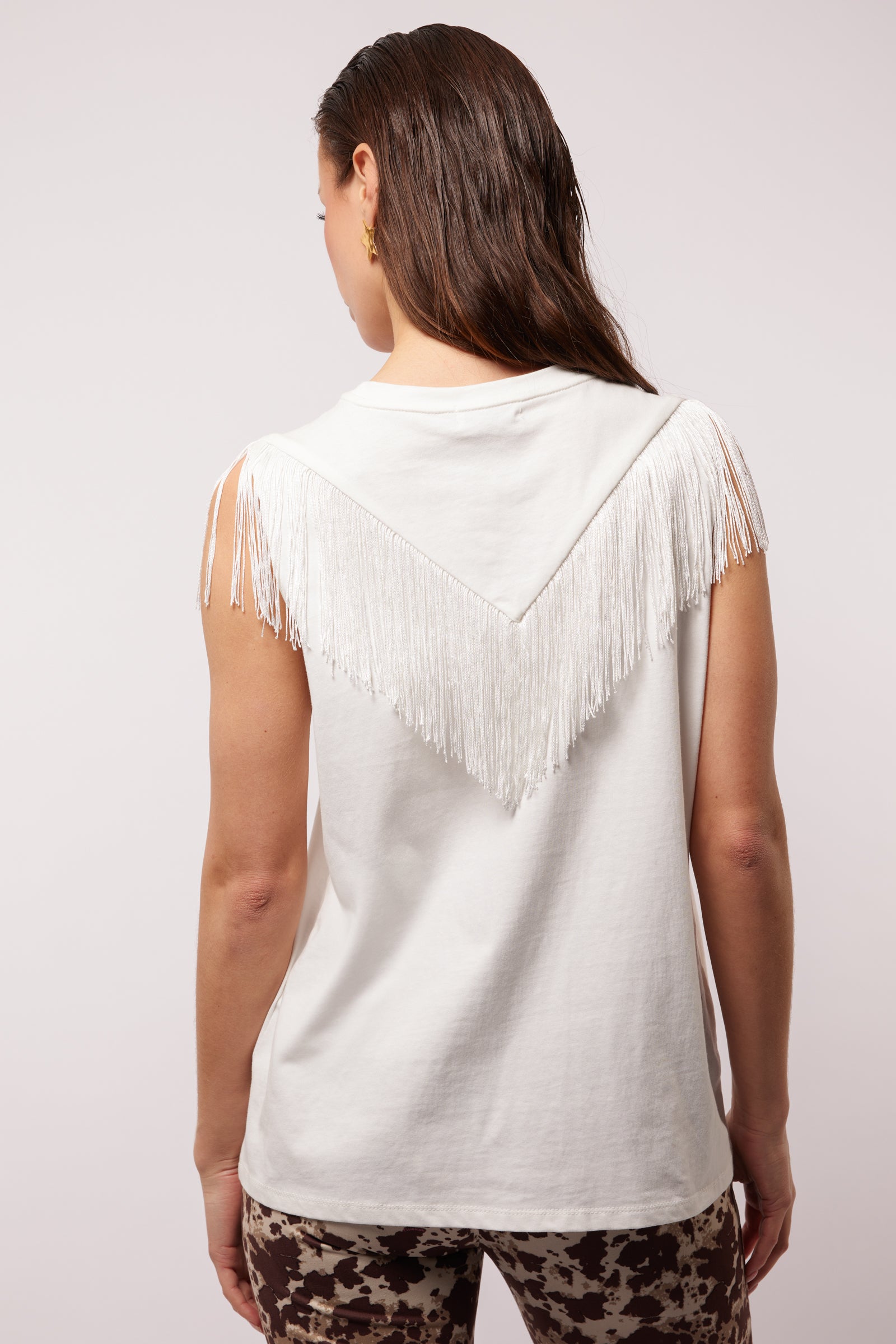 Charissa Fringe Top (White)