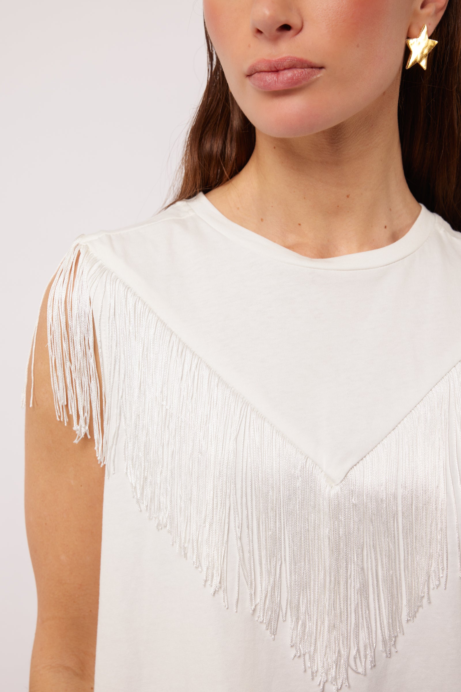 Charissa Fringe Top (White)