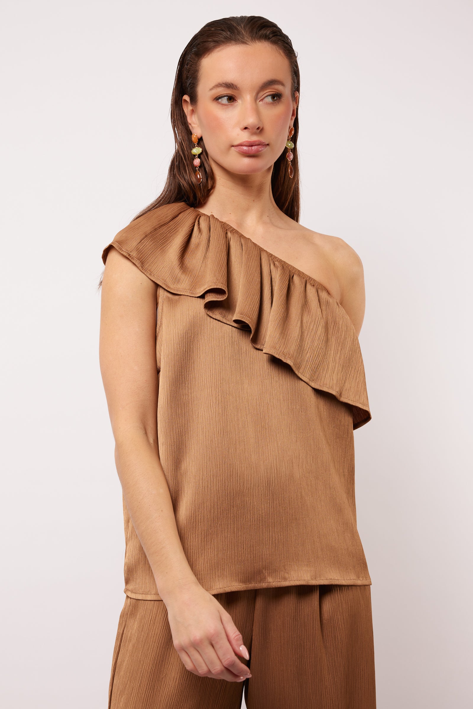 Brean One Shoulder Top (Bronze)