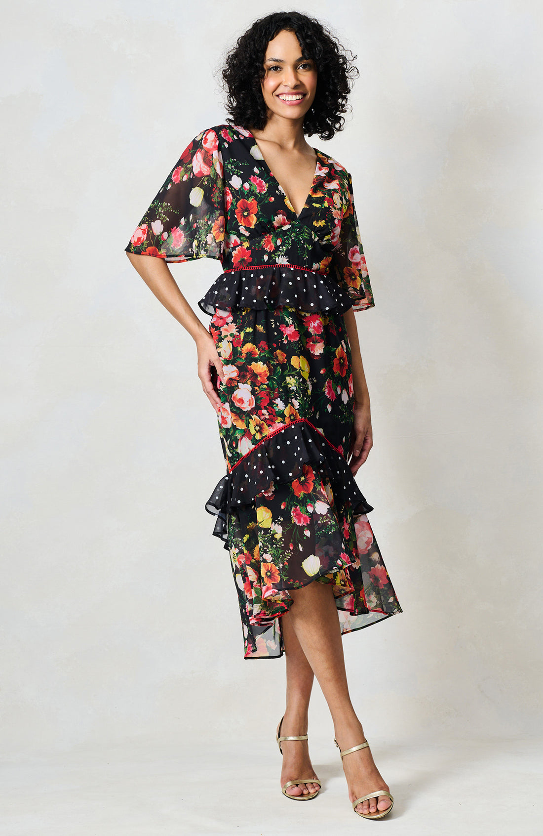 The Aida Midi Dress (Black Multi)