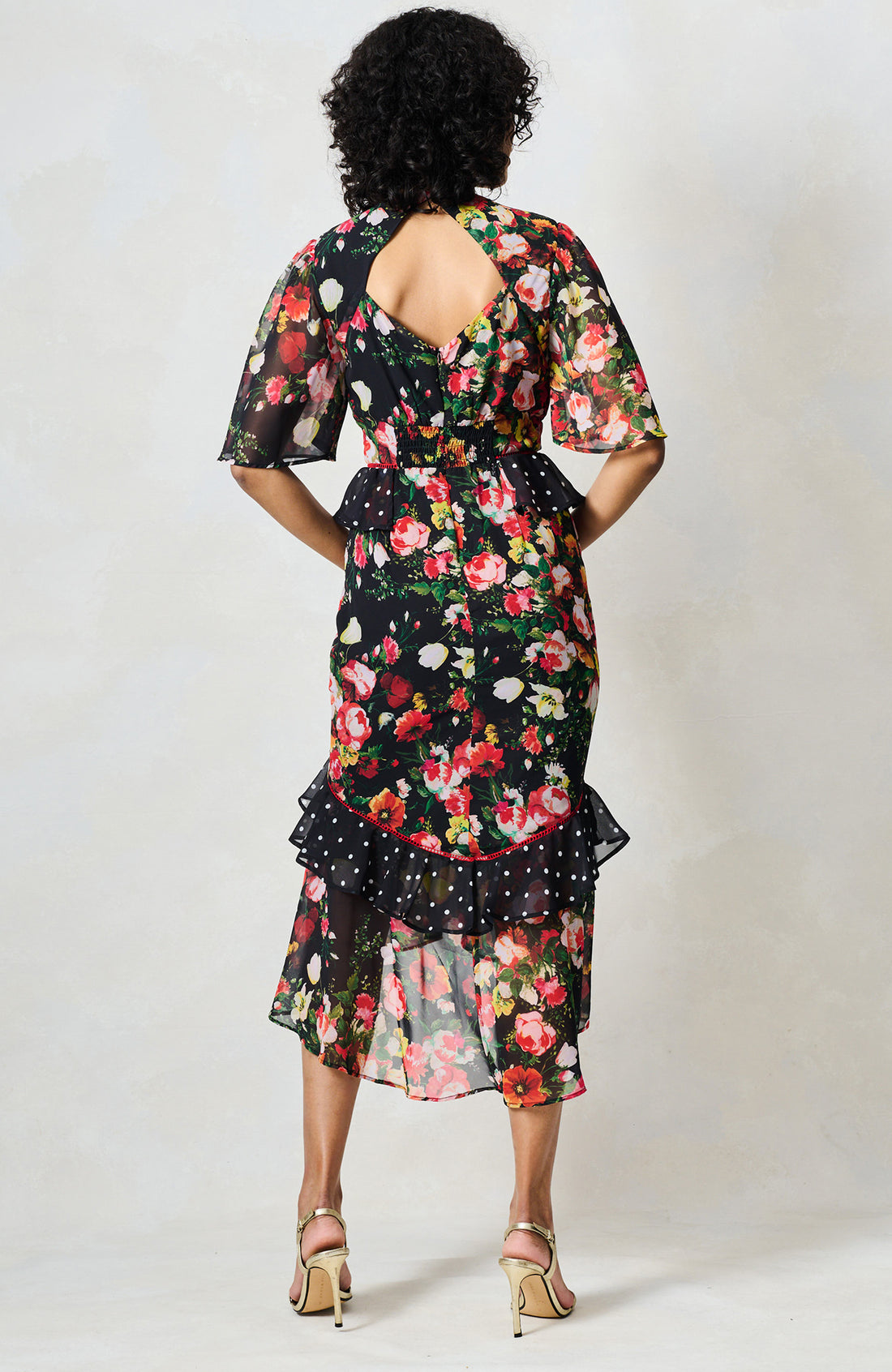 The Aida Midi Dress (Black Multi)