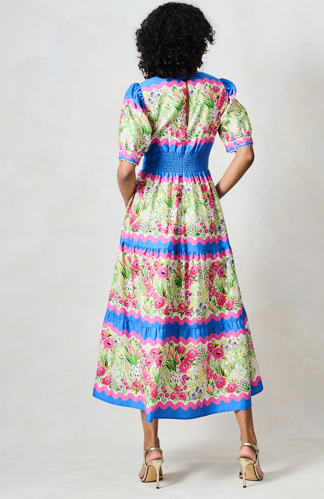 The Jo Midi Dress (Blue/Pink Multi)