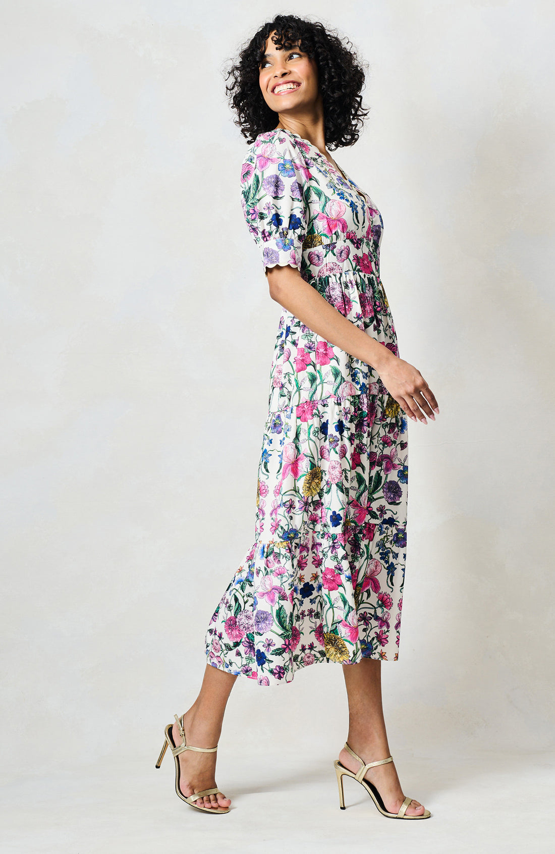 The Sonnet Midi Dress (White/Pink)