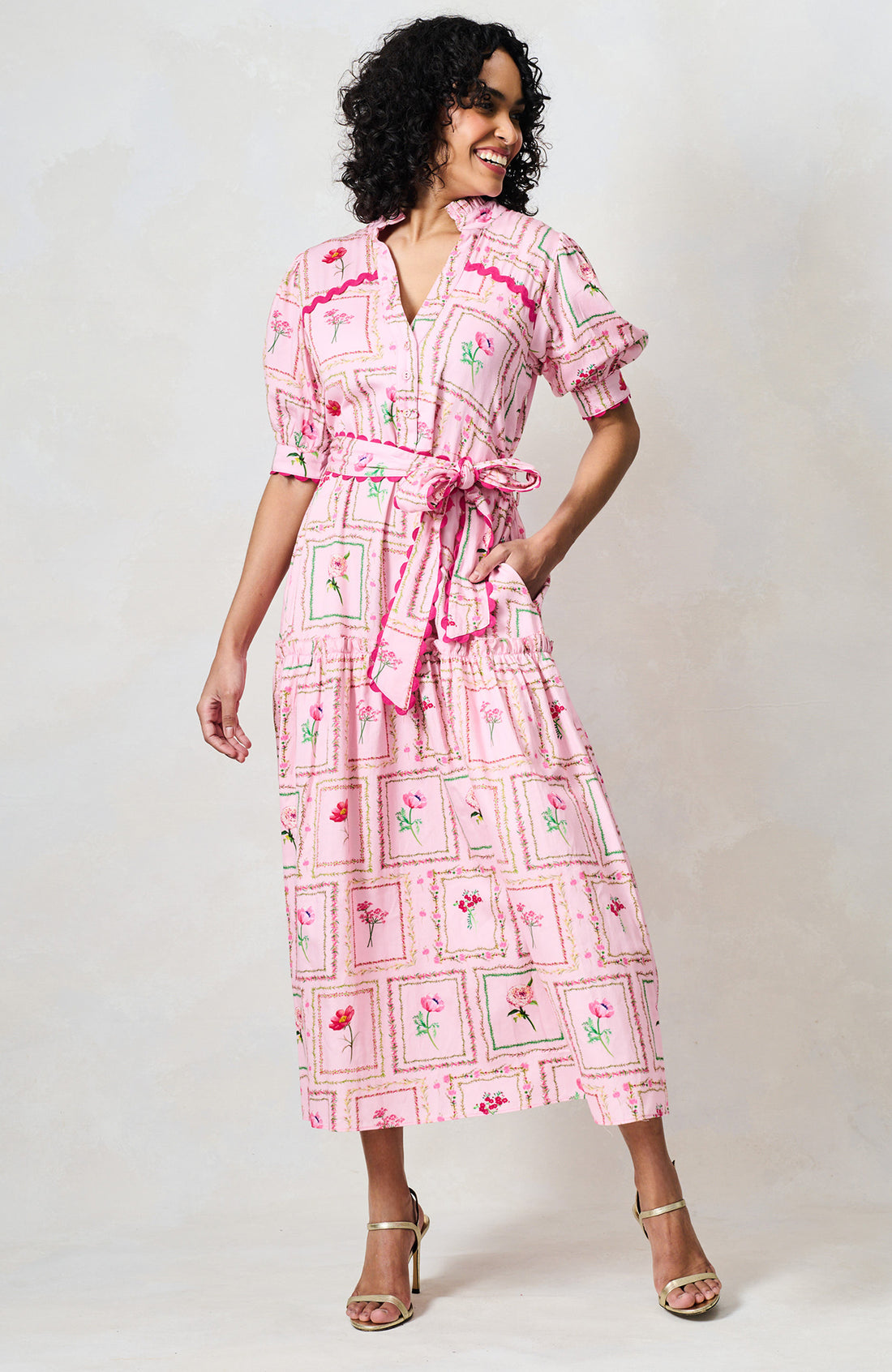The Fern Midi Dress (Pink)