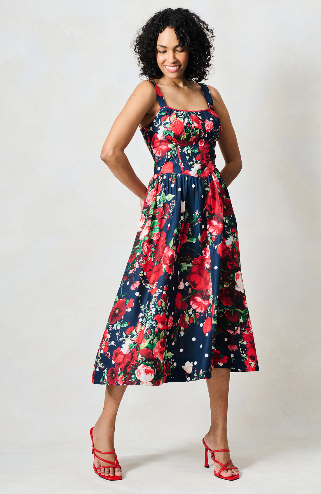 The Leona Midi Dress (Navy)