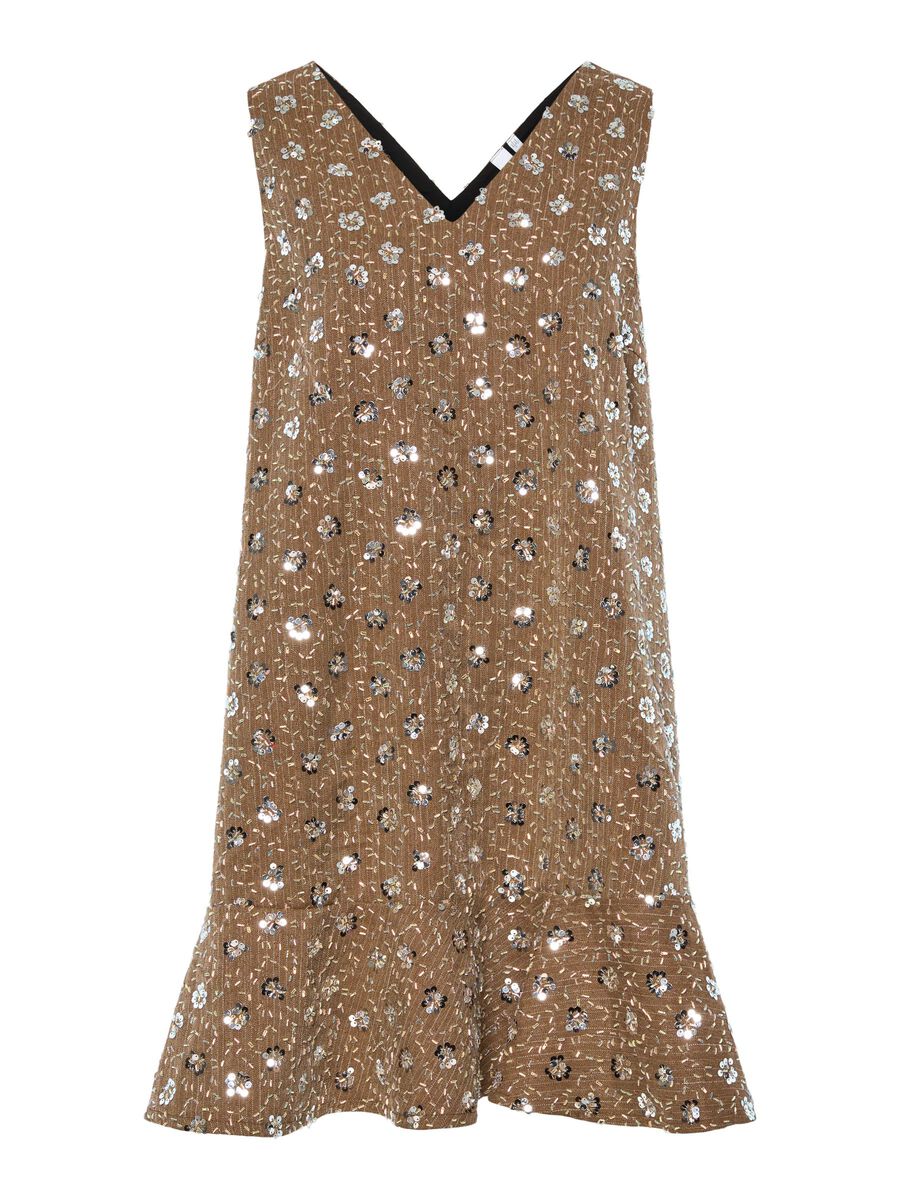 Gina Sequin Mini Dress (Taupe Grey)