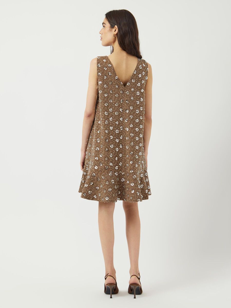 Gina Sequin Mini Dress (Taupe Grey)