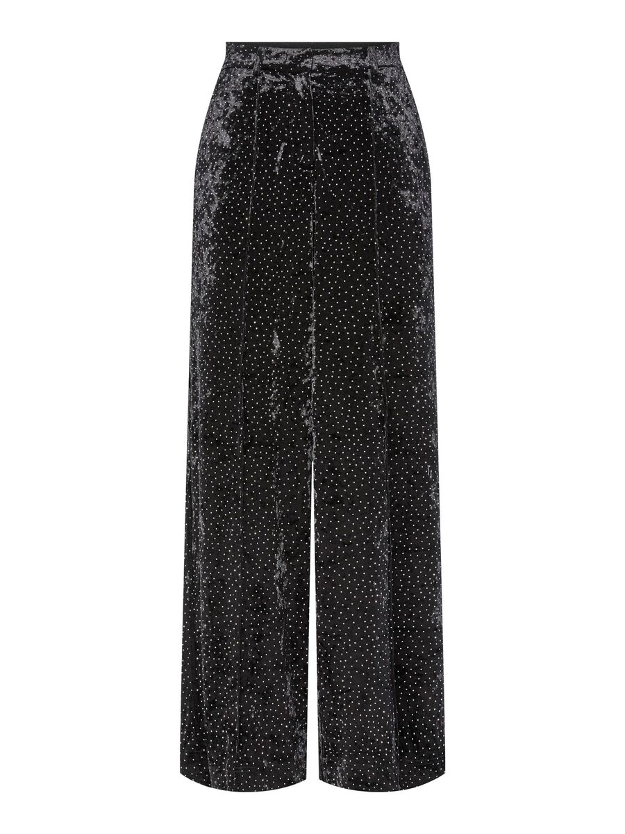 Leonie Velvet Rhinestone Pants (Black/Rhinestone)