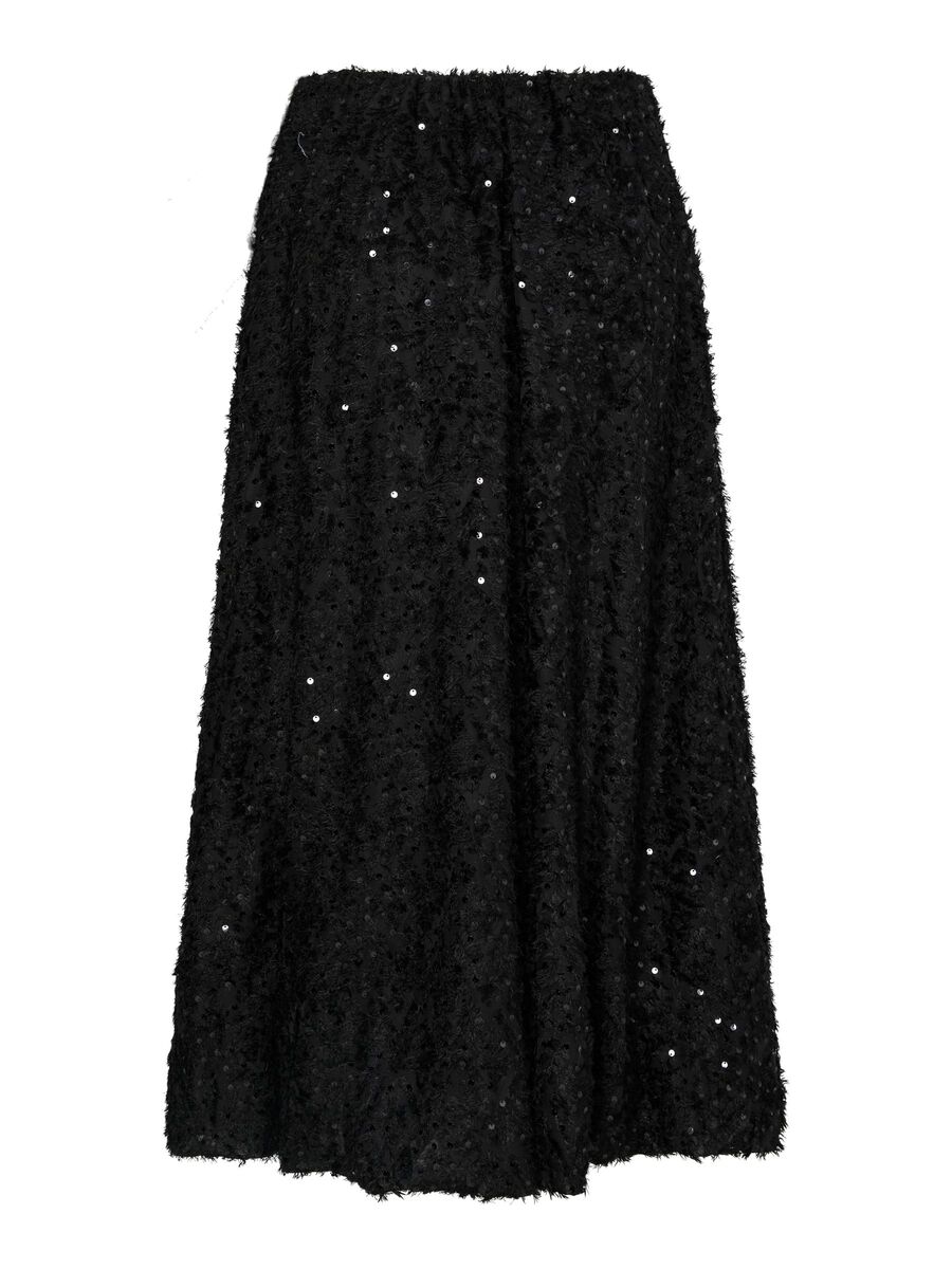 Sera Sequin Balloon Midi Skirt (Black)