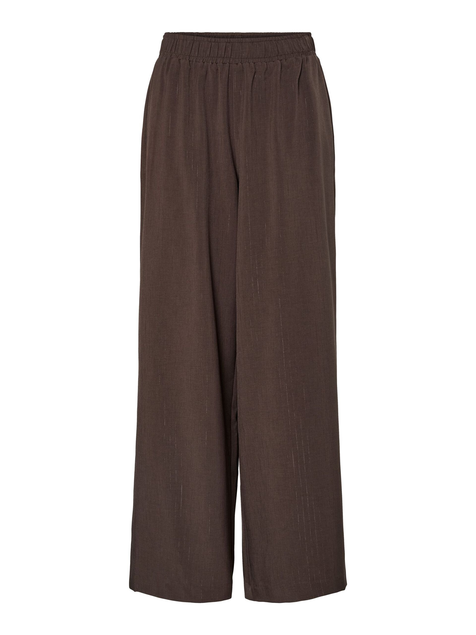 Shimma Wide Leg Trousers (Chocolate Brown/Metallic)
