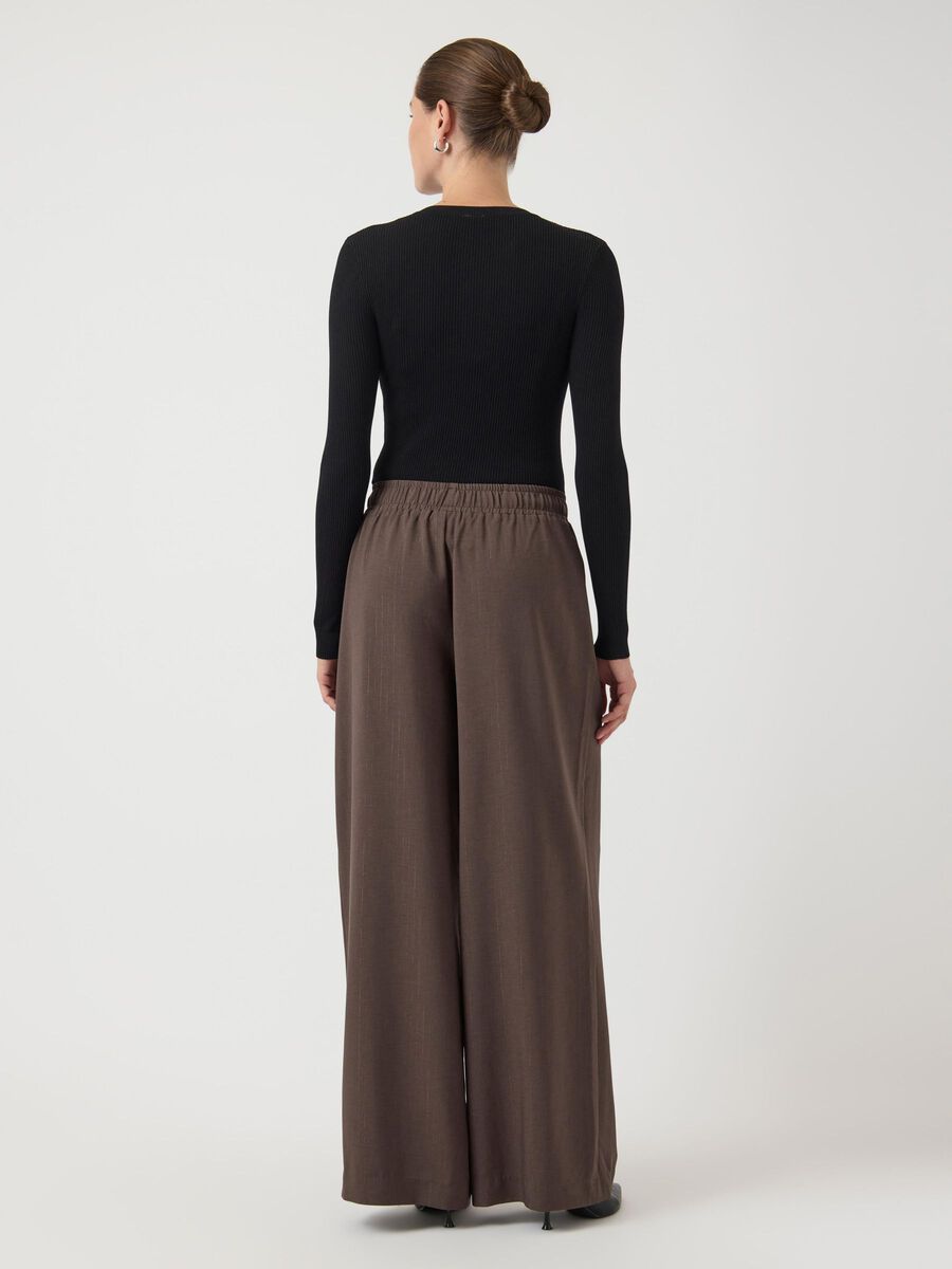 Shimma Wide Leg Trousers (Chocolate Brown/Metallic)