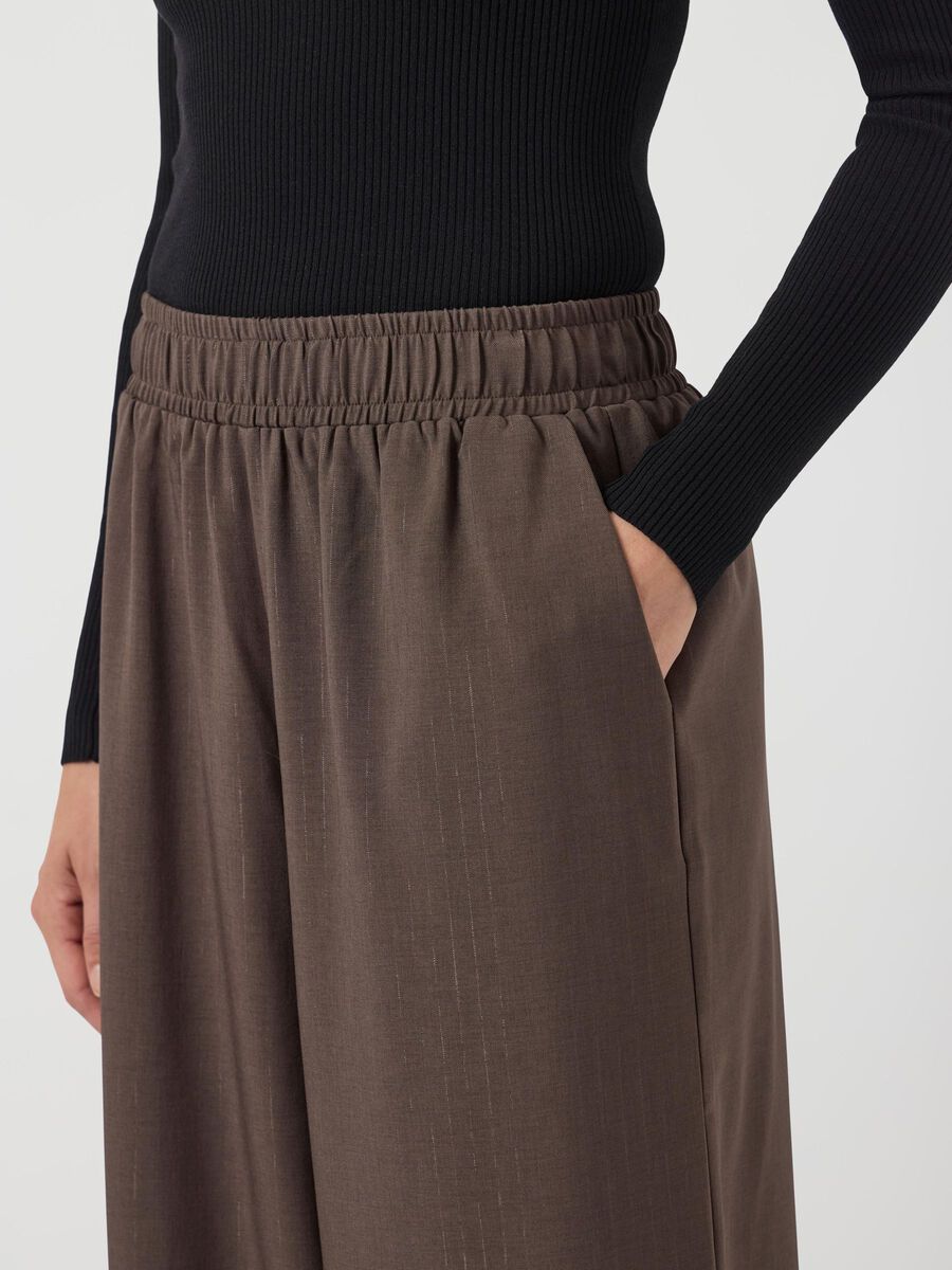 Shimma Wide Leg Trousers (Chocolate Brown/Metallic)