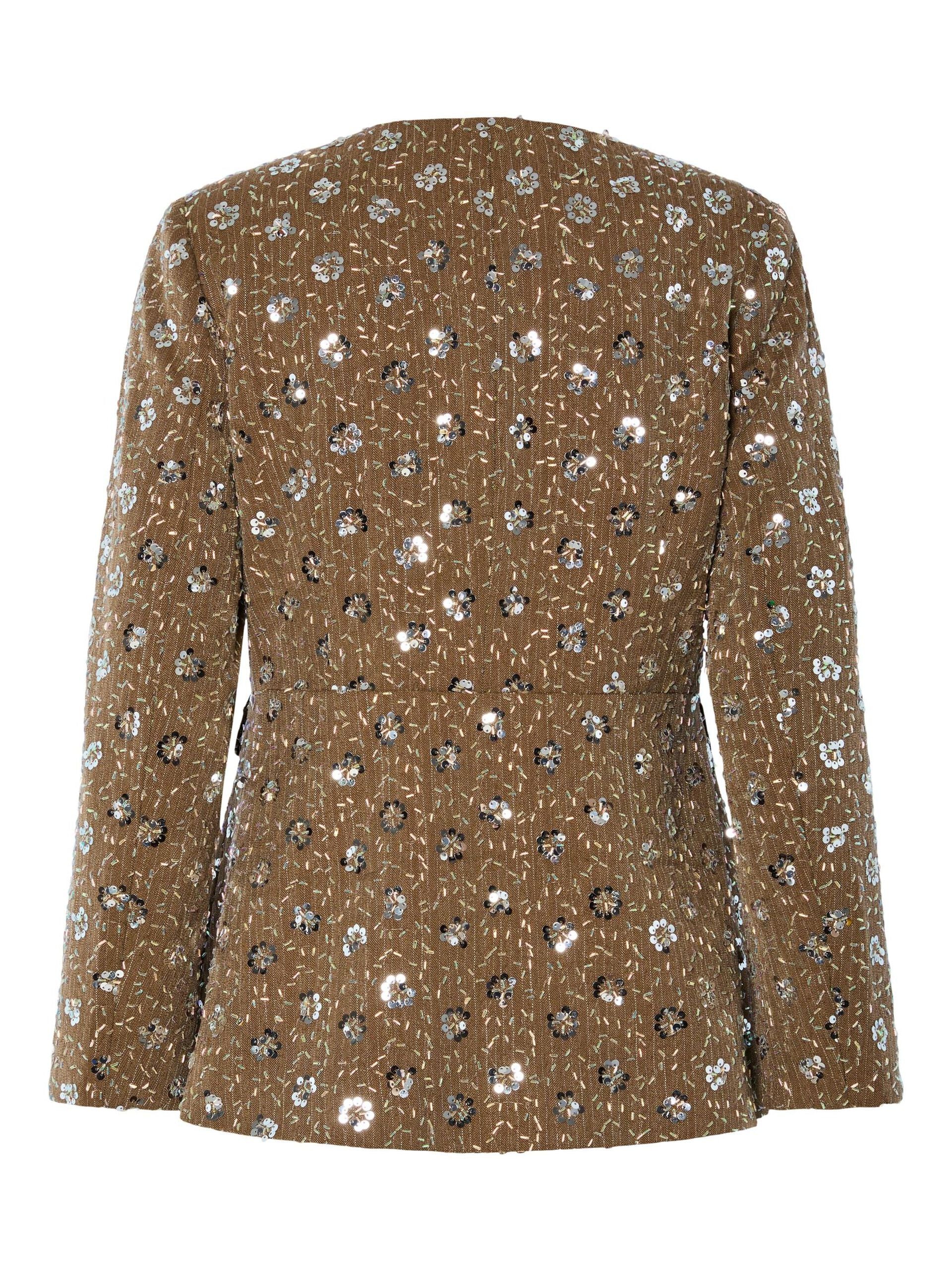 Georgina Sequin Blazer (Taupe Grey)