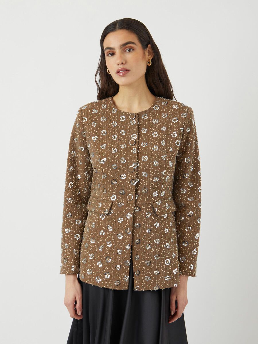 Georgina Sequin Blazer (Taupe Grey)