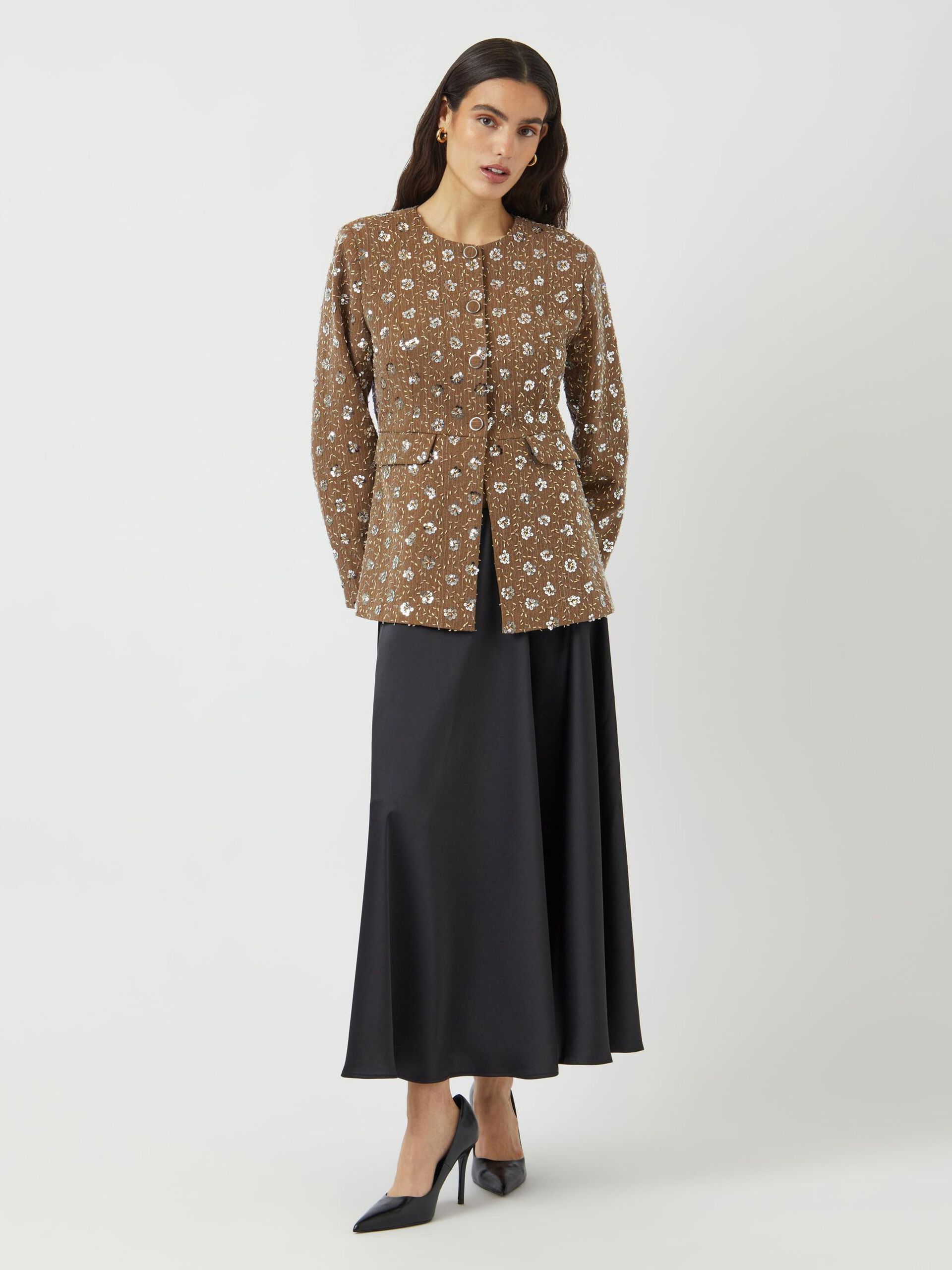 Georgina Sequin Blazer (Taupe Grey)