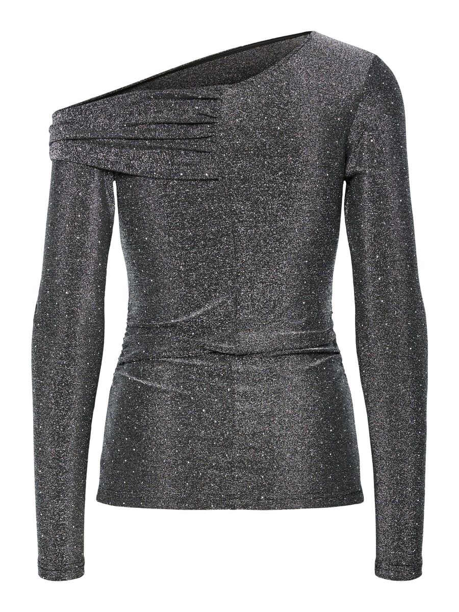 Missy Off Shoulder Top (Black/Dark Silver)