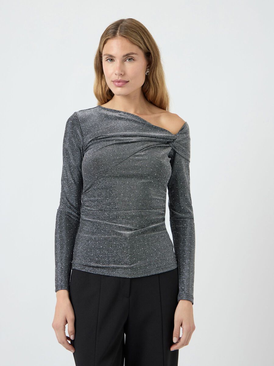 Missy Off Shoulder Top (Black/Dark Silver)