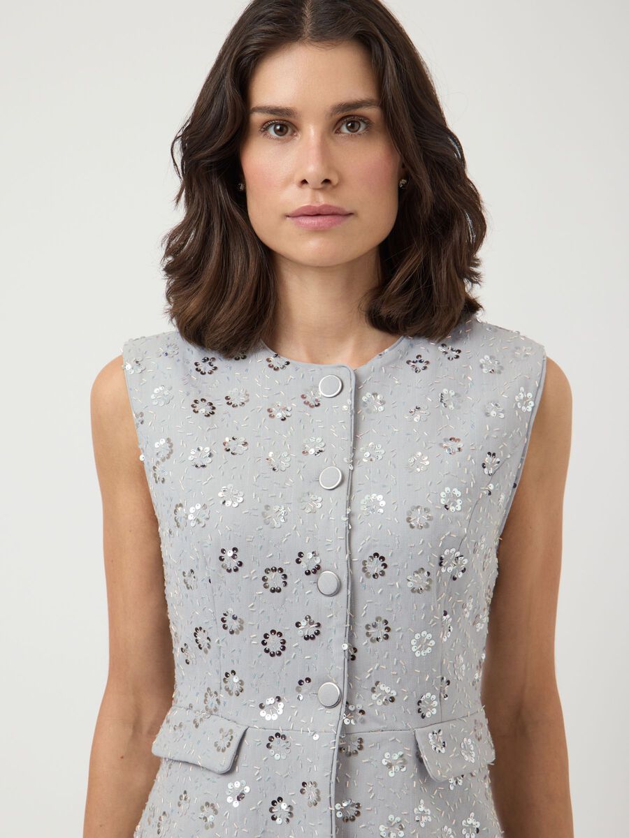 Soller Embellished Waistcoat (High Rise/Grey)