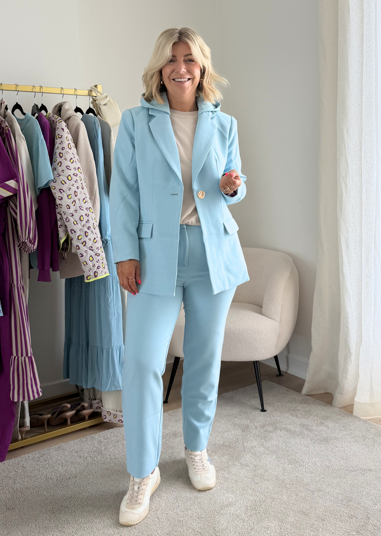 Solstice Detachable Hooded Blazer (Sky Blue)