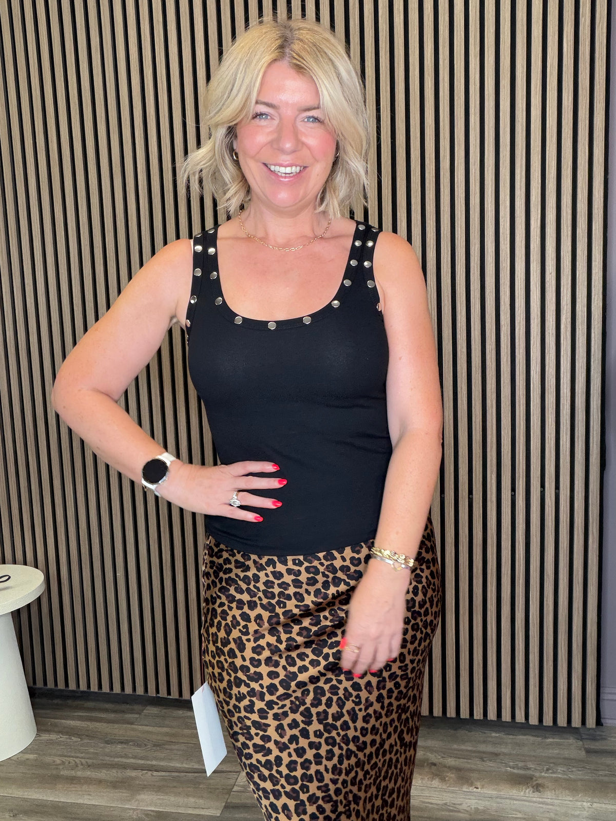 Natalie Vest Top (Black/Silver)