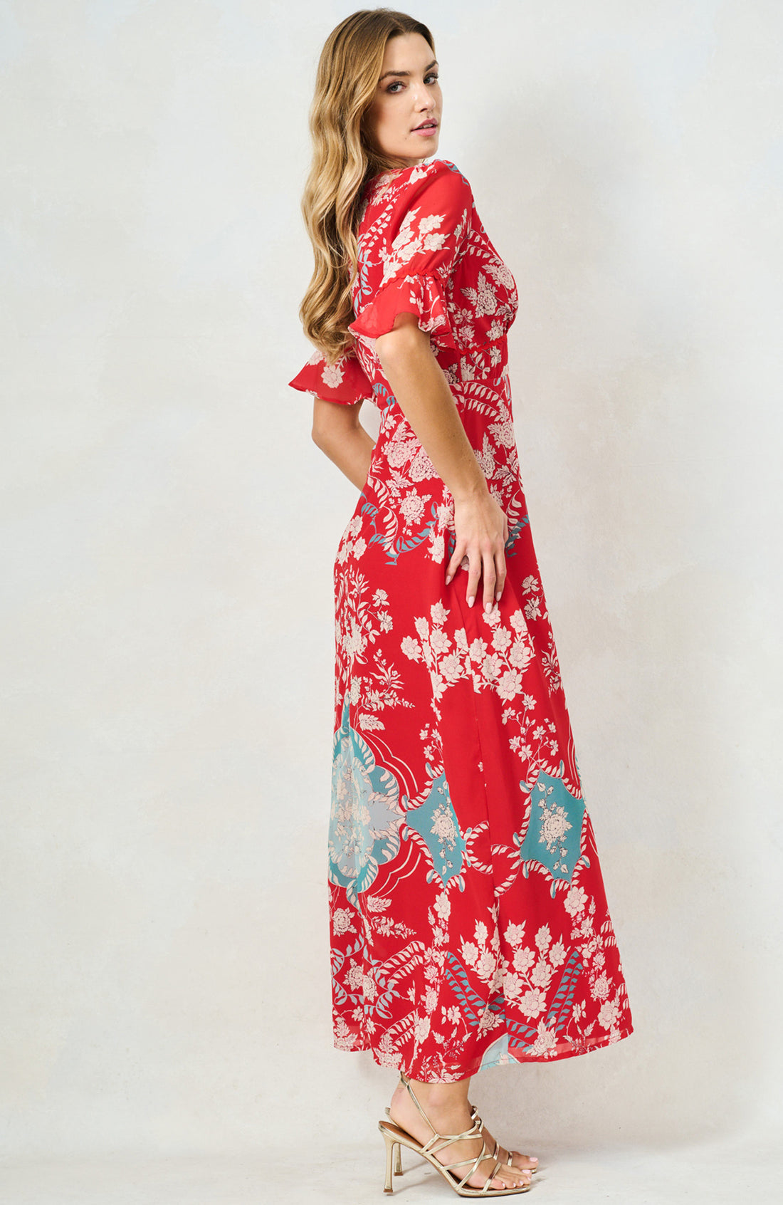 The Imane Maxi Dress (Red/Teal)