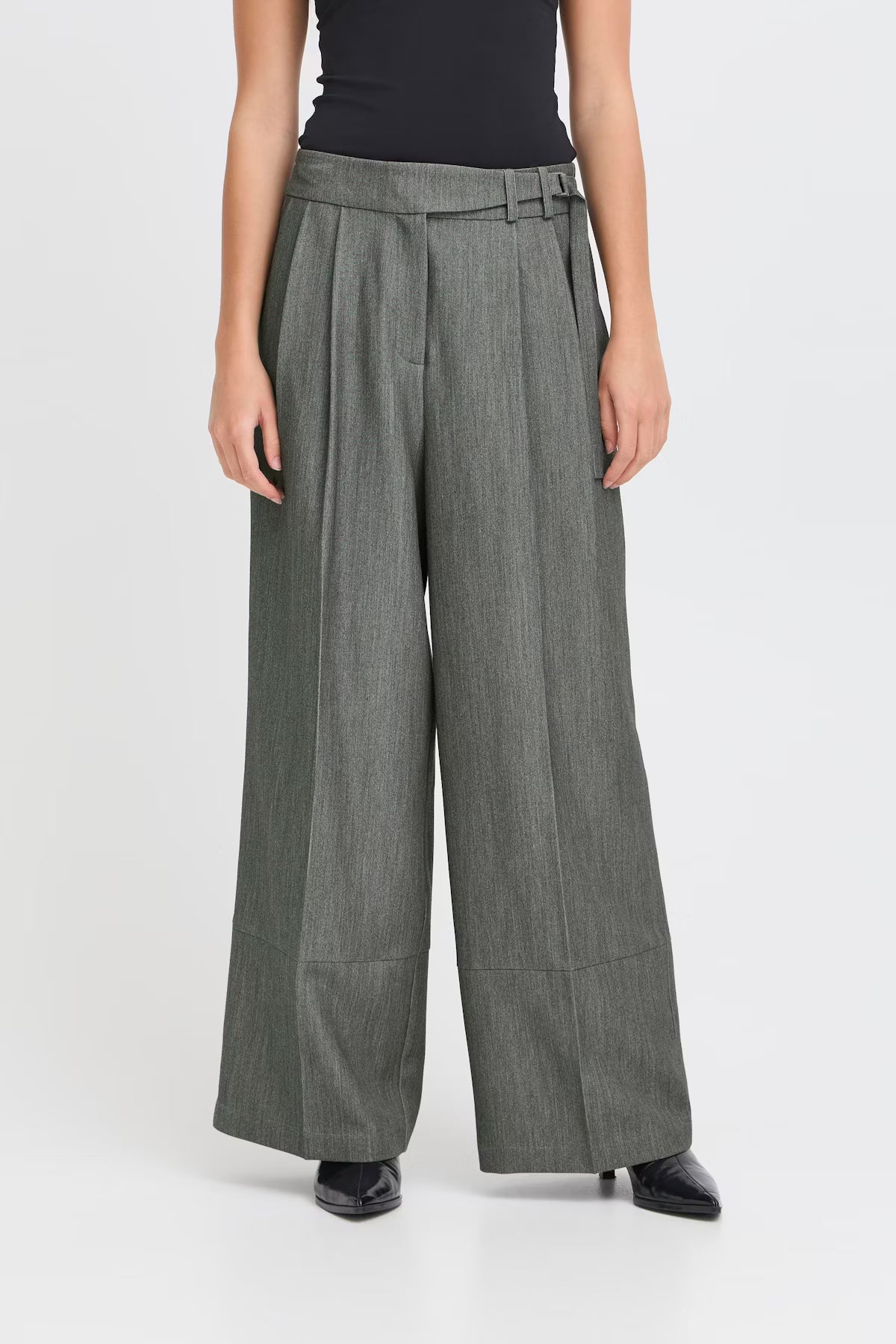 Frida Wide Leg Trousers (Grey)