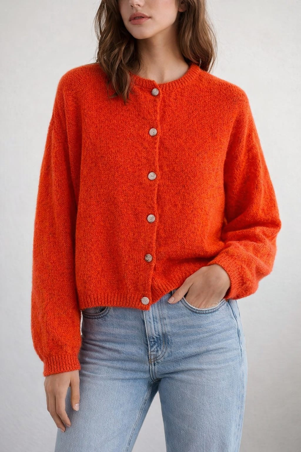 Kimmie Knit Cardigan (Orange Popsicle)