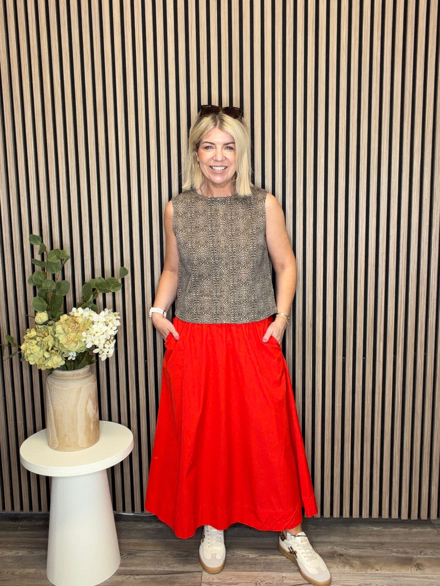 Coleen Ankle Skirt (Fiery Red)