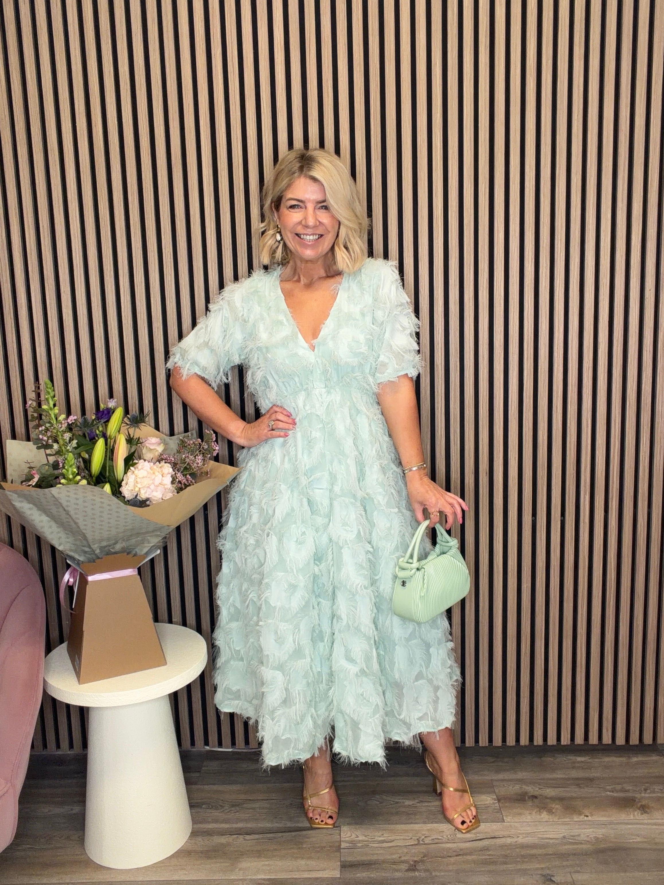 Liza Fringed Midi Dress (Surf Spray Green)