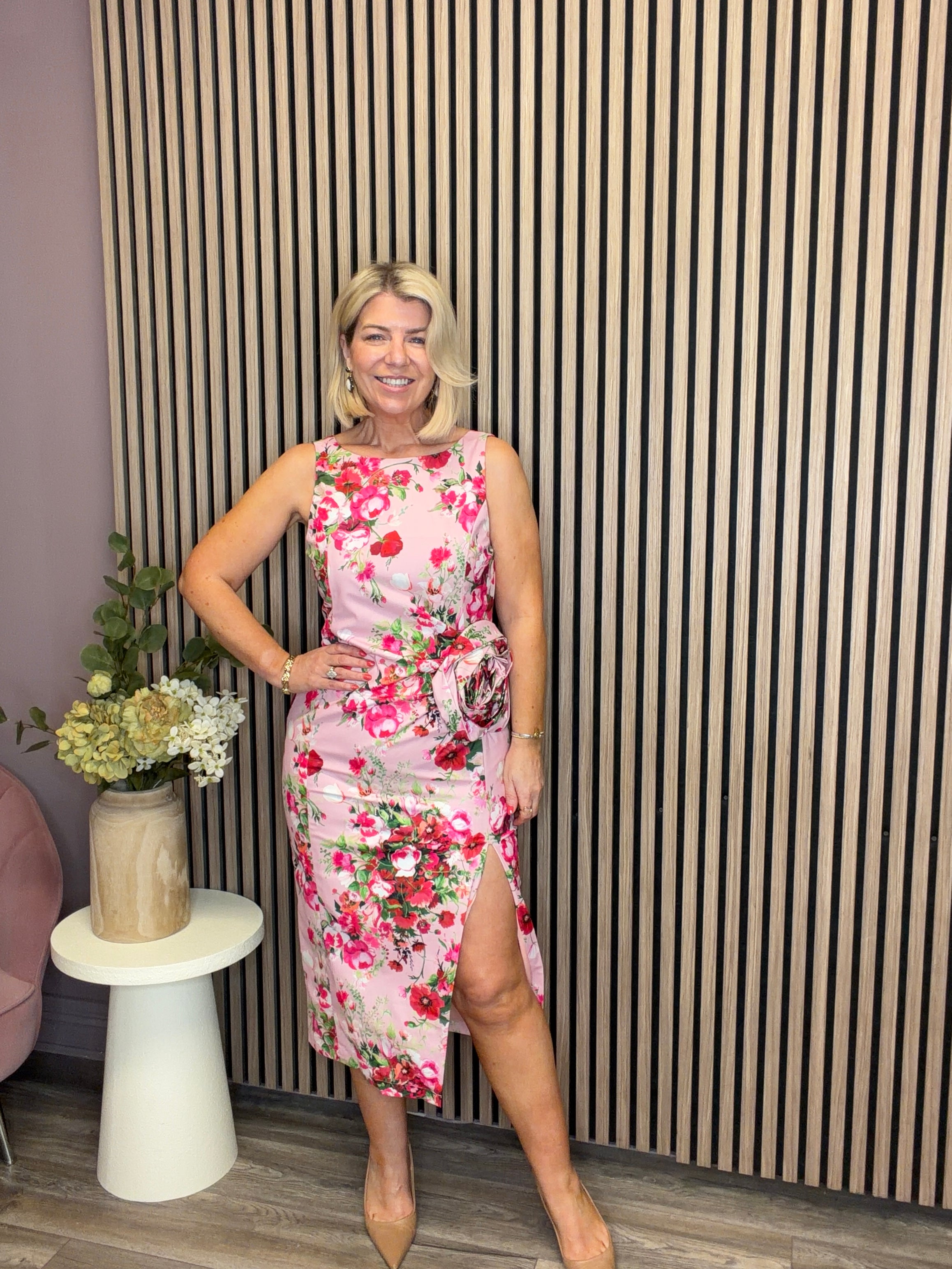The Megan Midi Dress (Pink)