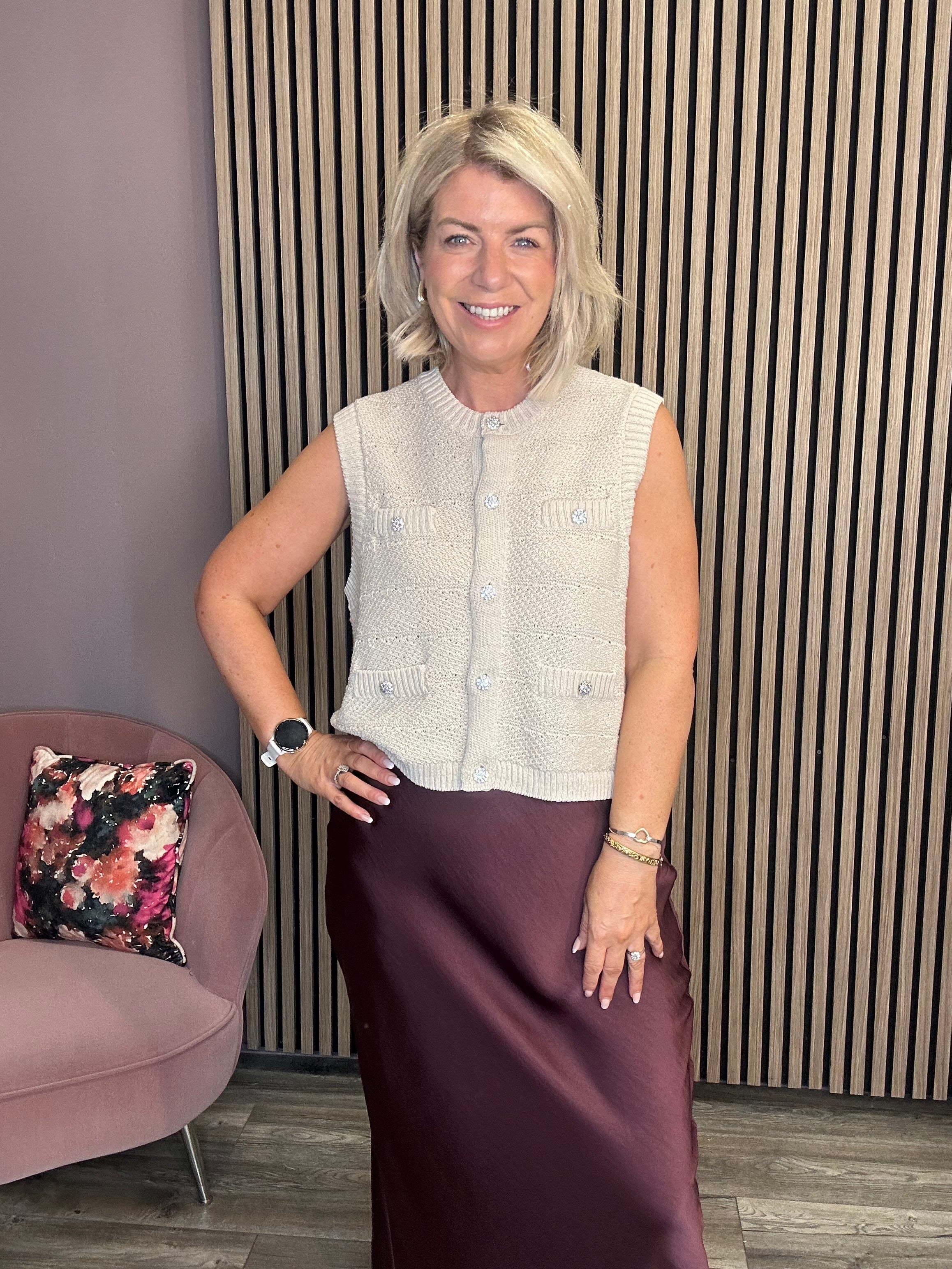 Jeanna Sleeveless Knit Top (Silver Grey)